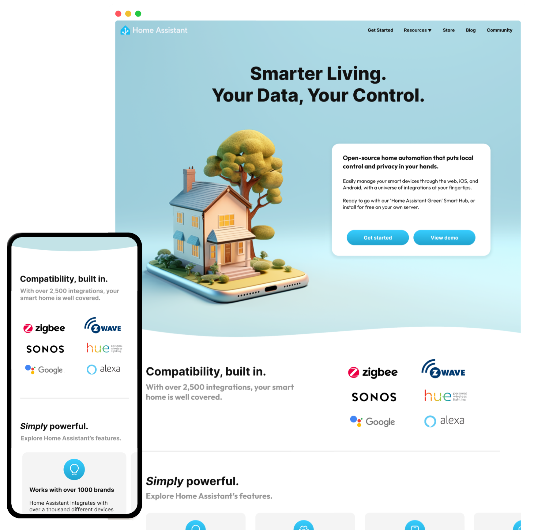 Screenshot of redesigned Home Assistant home page